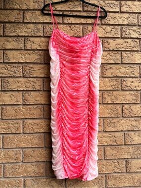 • AFRM Ombré Print Ruched Midi Dress